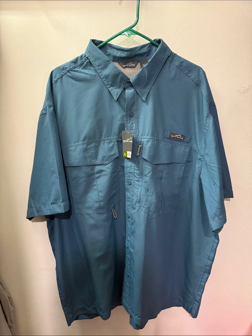 Eddie Bauer Teal Short-Sleeve Lightweight Shirt-Jacket